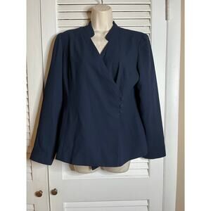 Classic navy Talbots crossover button jacket size 8 3 covered buttons fully line